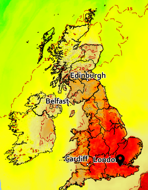 Brits will be baking on Saturday afternoon as temperatures reach the high 20s