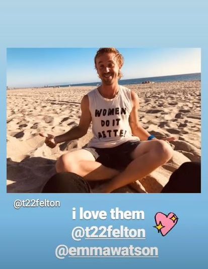  Emma later shared an Instagram story featuring a beach photo of Tom