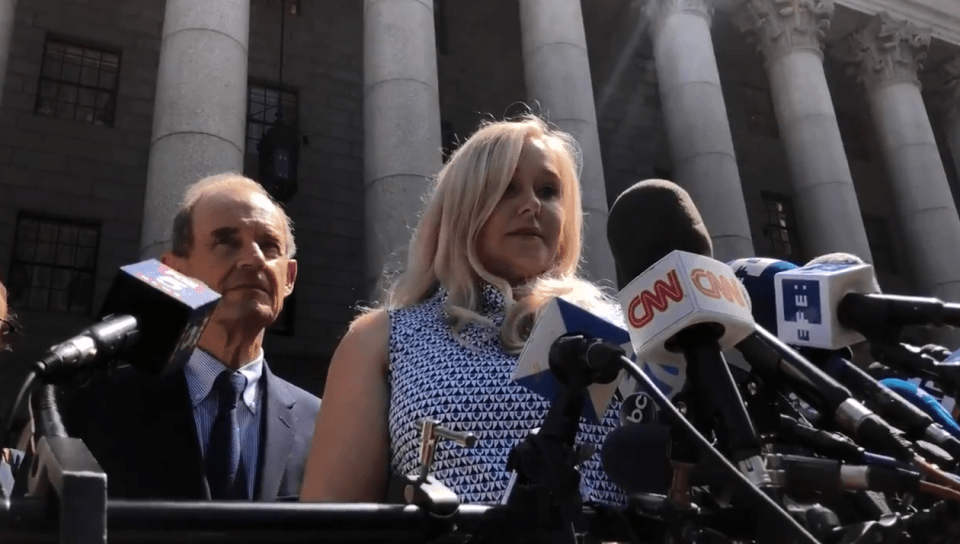  Alleged Epstein victim Virginia Roberts, who now uses the surname Giuffre, spoke to reporters outside the court in New York on Tuesday