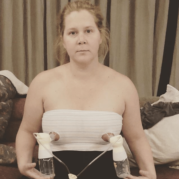  Amy Schumer shared a snap on Instagram while using the double breast pump