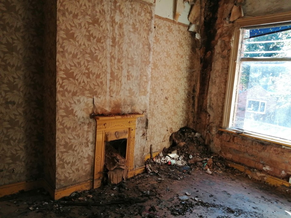  Every room is filled with rubble and has plaster crumbling off the walls