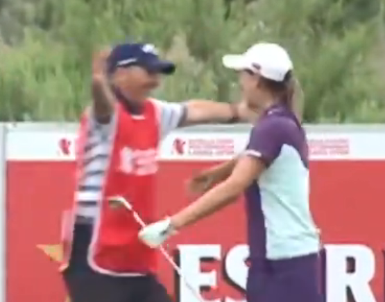  Mike Dean was caddy for Whitney Hillier during the European Ladies Tour