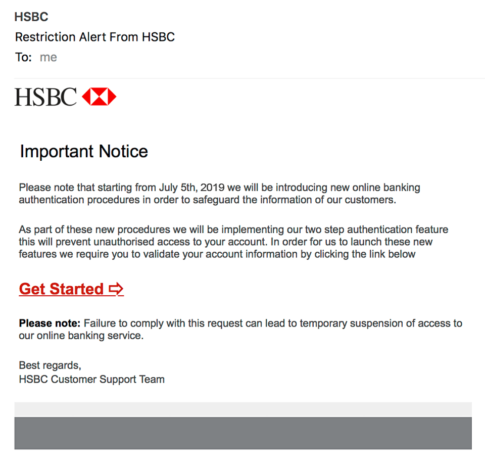  Scammers are mimicking emails sent from HSBC asking for up-to-date personal details