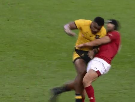  Halfpenny is on the bench nearly a year after he suffered a concussion nightmare after this tackle from Samu Kerevi