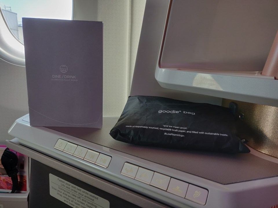 Every Upper Class passenger gets an eco-friendly amenity bag