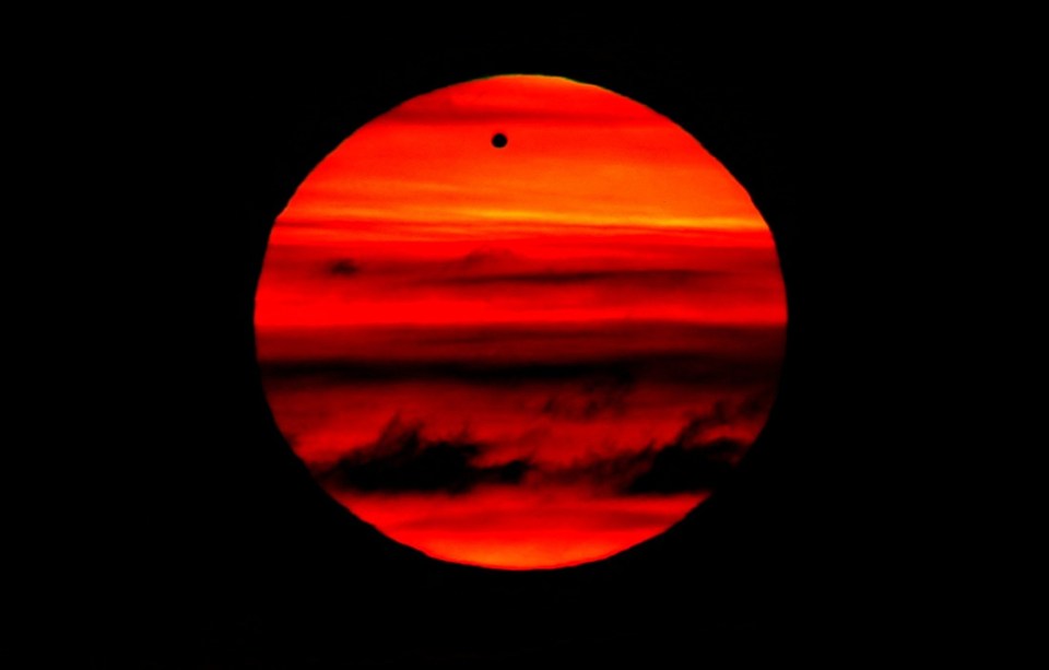 Venus can be seen here travelling across the Sun