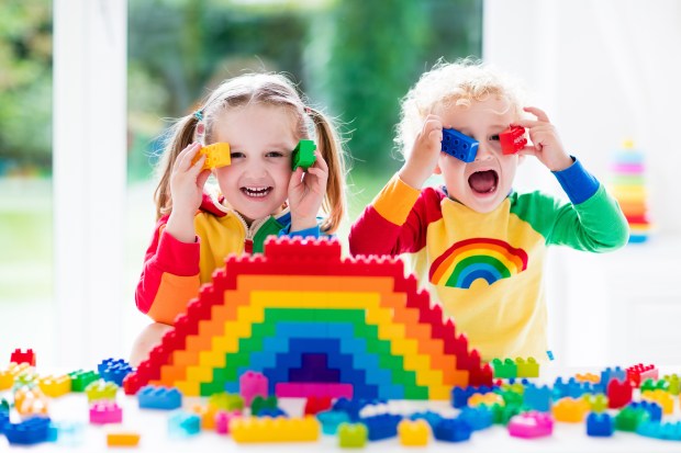 Children playing with Lego