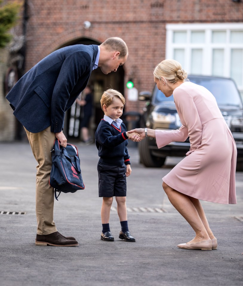 In September 2017, Prince William was seen taking his eldest son to meet Ms Haslem, head of the lower school