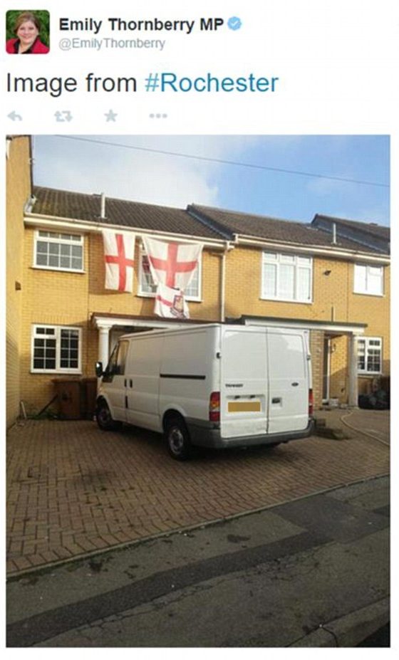  In 2014, Ms Thornberry tweeted a picture of his terraced home complete with three England flags — which he had hung for the World Cup in Brazil