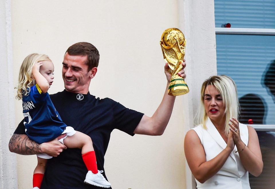  Griezmanns career has been documented - including his World Cup win and family life, pictured here with daughter Mia and wife Erika