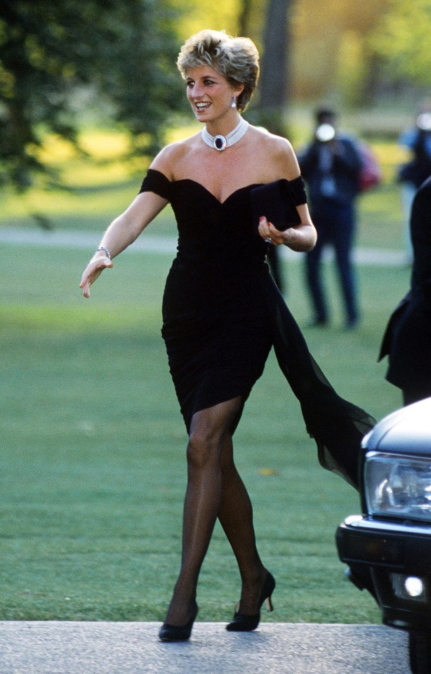 Diana pictured at The Serpentine Gallery in 1994 wearing what has been dubbed the ‘Revenge Dress’