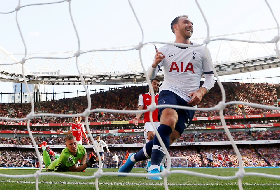  Eriksen scored the opening goal in Sunday's North London derby