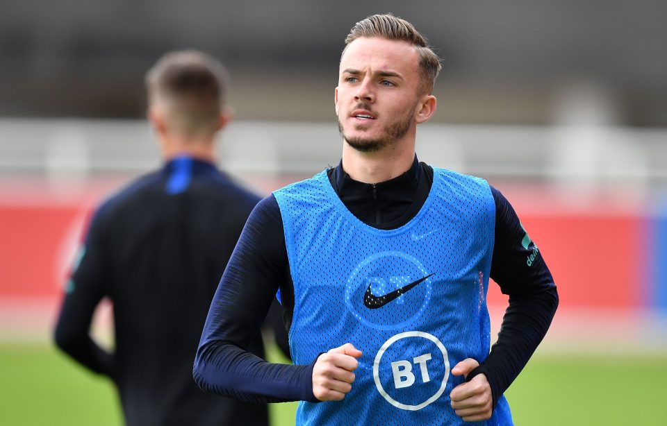  James Maddison training at St. Georges Park.