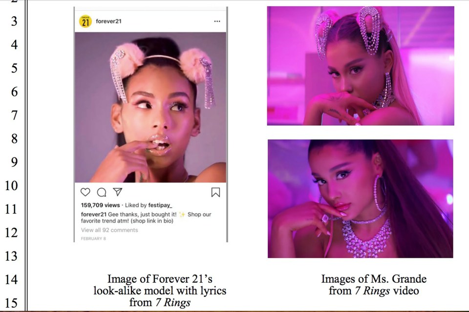  Ariana Grande is suing Forever 21 for using a lookalike model