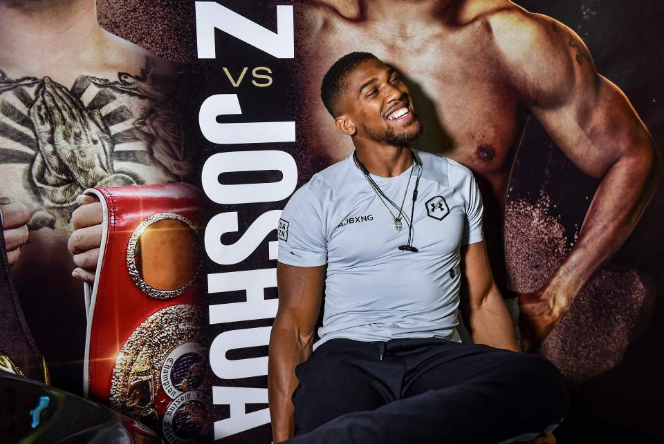  Anthony Joshua was relaxed during the first of three world press conferences for the much-anticipated rematch