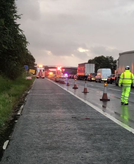  Thousands of litres of gin spilled onto the road after a collision involving two lorries