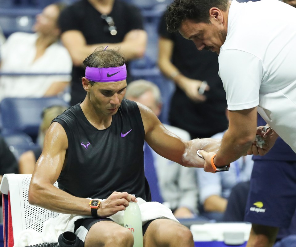  Nadal did require treatment from the trainer on his left forearm during the third set