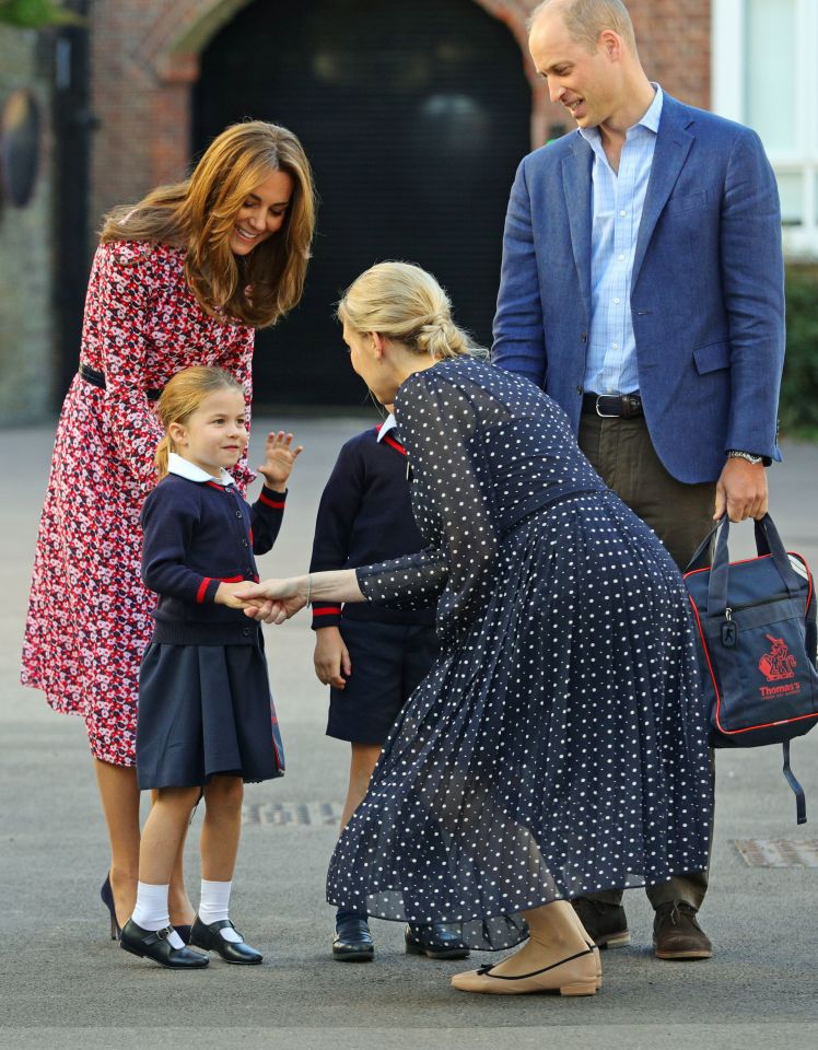  Charlotte shook hands with head of the lower school Helen Haslem