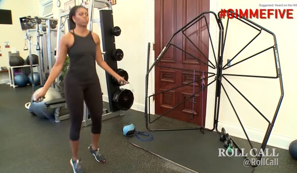  Former first lady Michelle Obama is filmed working out in the White House gym