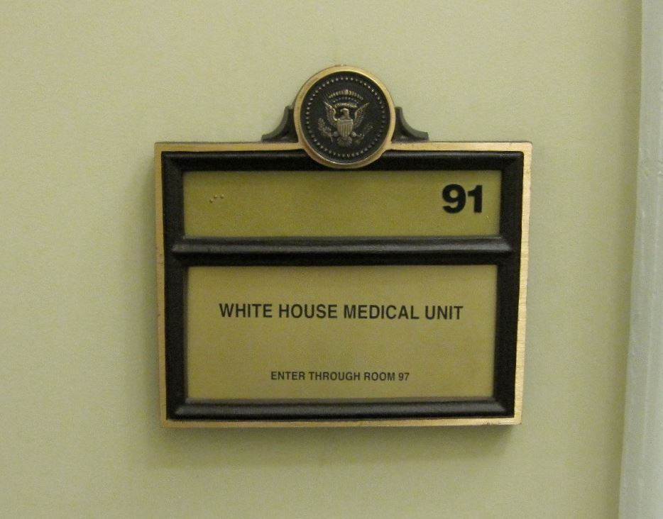  A sign inside the Eisenhower Executive Office Building reads: "White House Medical Unit"