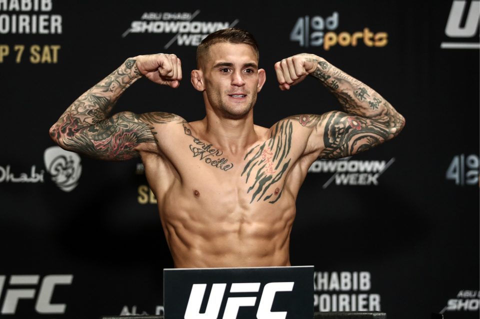  Khabib takes on Dustin Poirier in Dubai this weekend, with his opponent also making the 155lb lightweight limit