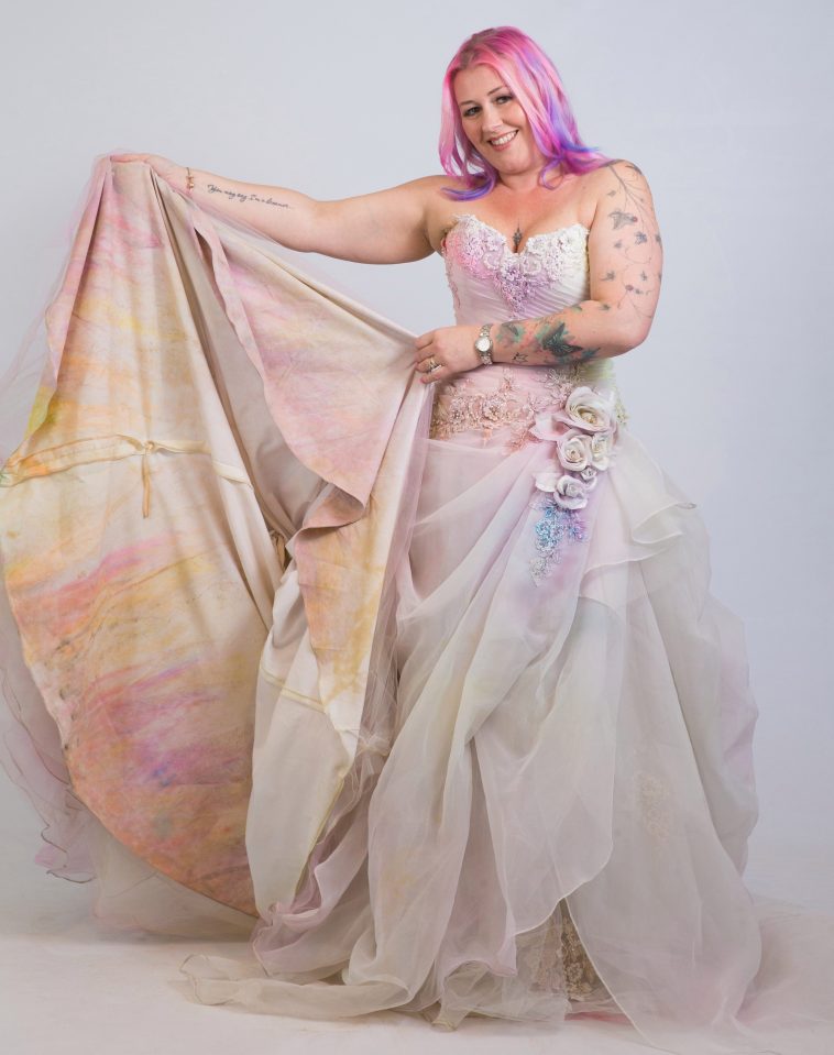  Natale McDonald says that her wedding dress was just gathering dust, so when she was invited to take part in a 3k colour run she knew just what to wear