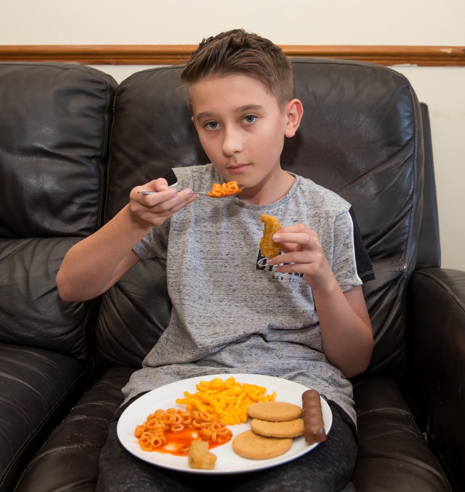  Ben Morley, 13, as a few safe foods, including French fries, chicken nuggets and tinned spaghetti hoops