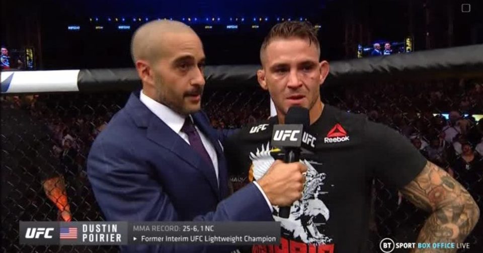  Poirier was left devastated by the defeat and was reduced to tears in his post-fight interview