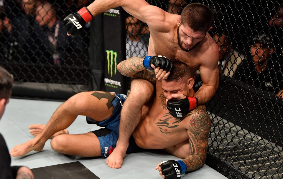  Khabib dominated the opening two rounds, before forcing Poirier into a submission in round three