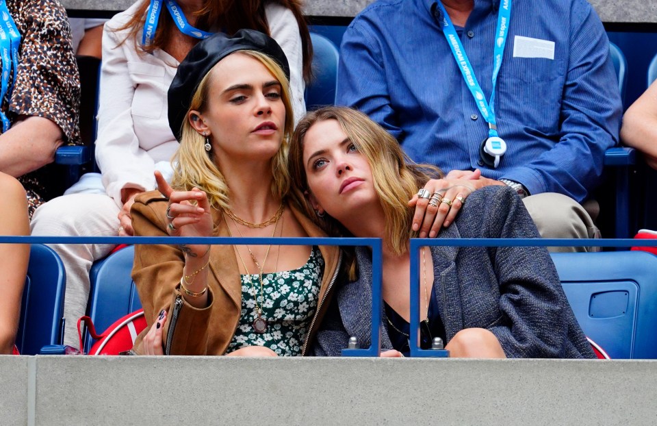  Actress Ashley, 29, was relaxed as she rested her head on Cara's shoulder