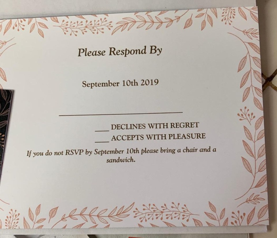 The couple’s interesting wedding invitation has received mixed reviews online