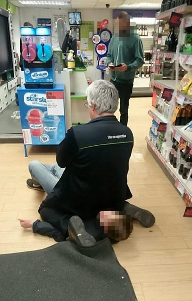  A Co-op worker apprehended a suspected shoplifter by sitting on him