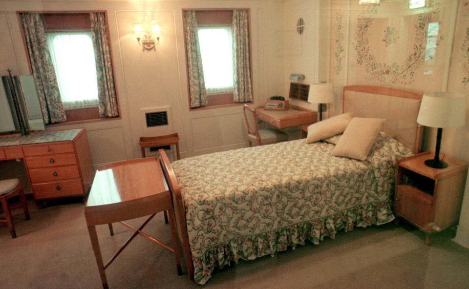  A view of the Queen's bedroom in the former royal yacht which is on display to the public