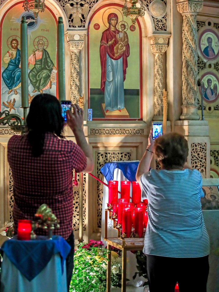  A caretaker at Holy Trinity Greek Orthodox Church first spotted what appeared to be tears pouring out of the eyes of the Mother of Christ on an icon.