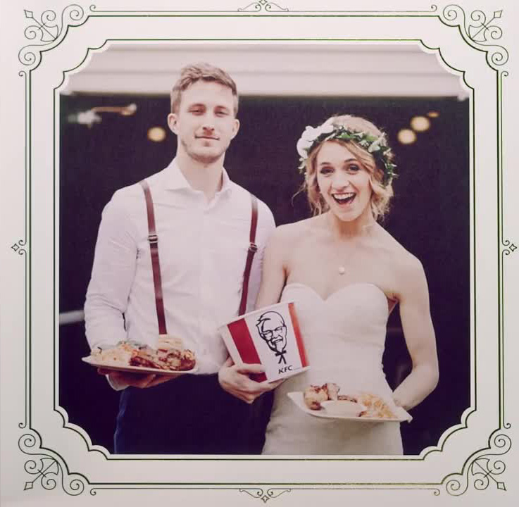 KFC is offering six lucky couples a chicken-themed wedding