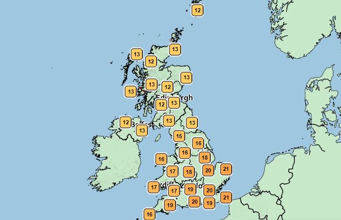  Above average temps are predicted over the weekend