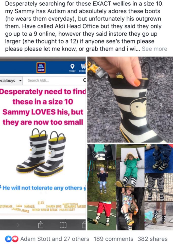  Hannah asked Facebook friends for help in sourcing the wellies