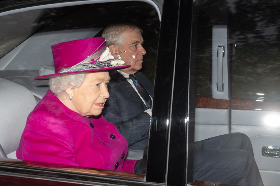 Andrew arrives for a church service with the Queen