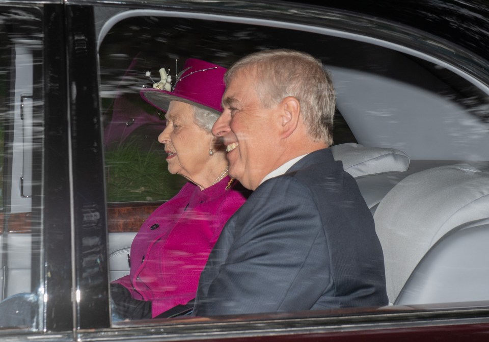 Andrew was pictured looking happy and relaxed as he left church with the Queen