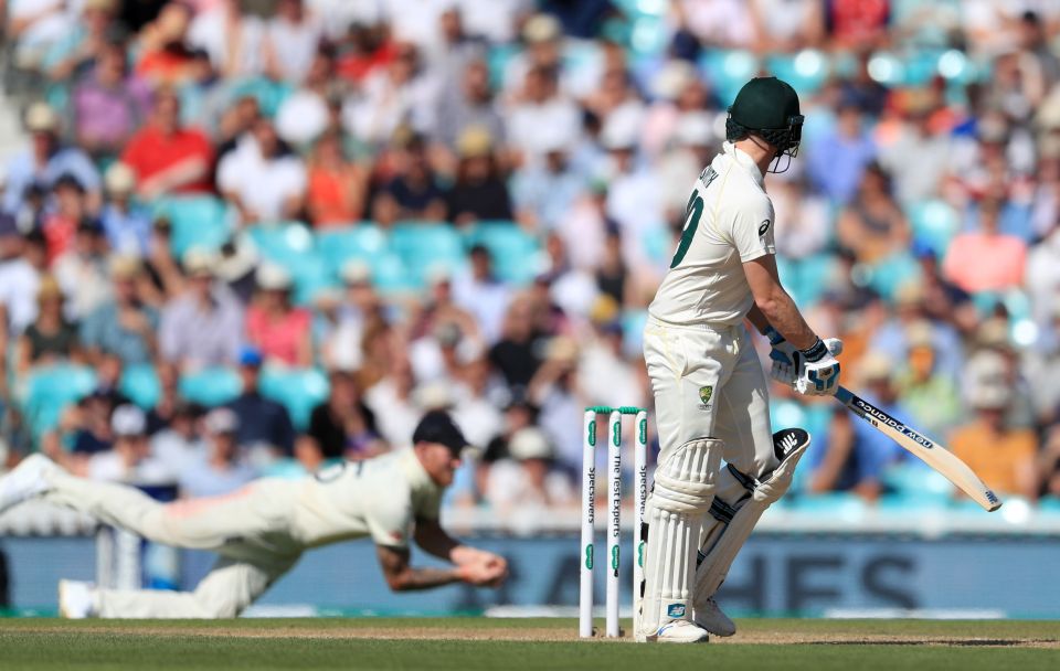  Smith fell into England's trap as he nudged the ball down leg to Stokes