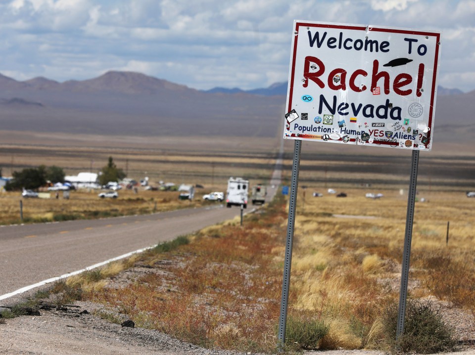  Visitors have descended upon the tiny desert town of Rachel, a short distance from the military site Area 51, in response to a recent, viral Facebook invitation to 'storm' Area 51 on Friday