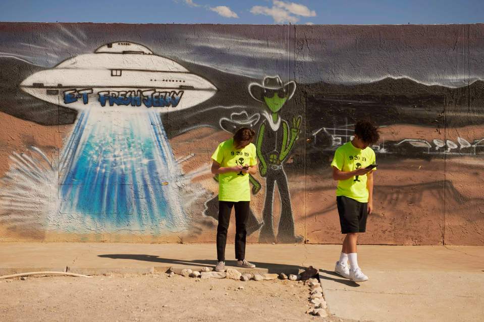  Visitors stop to take photos at E.T. Fresh Jerky in Hiko, Nevada