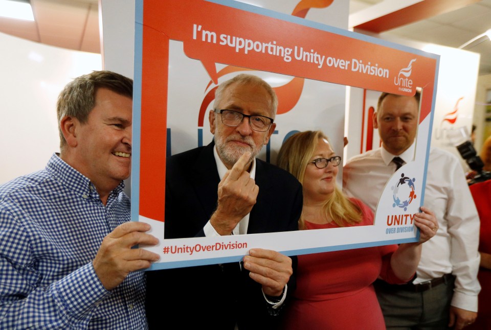  Jeremy Corbyn posed with activists at the Labour party conference in Brighton