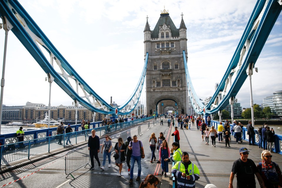  The normally busy Tower Bridge was strangely quiet with no traffic