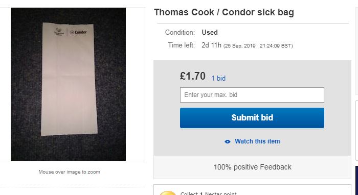 Thomas Cook memorabilia is already being sold on eBay