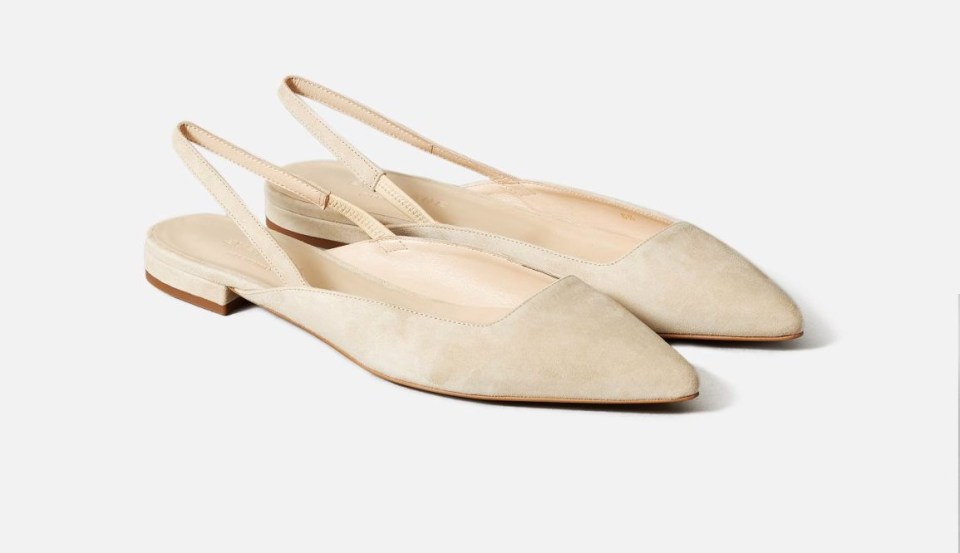 Meghan wore Everlane The Editor Slingback shoes as she arrived for the tour