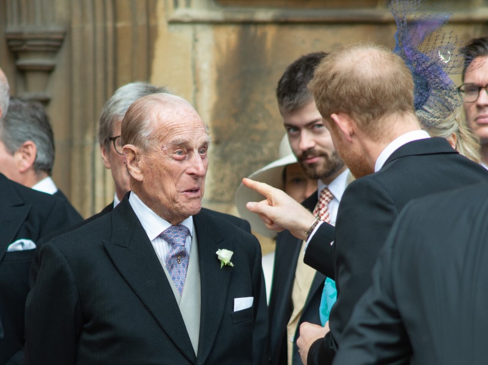 The Duke of Edinburgh and Prince Harry at Lady Gabriella Windsor's wedding