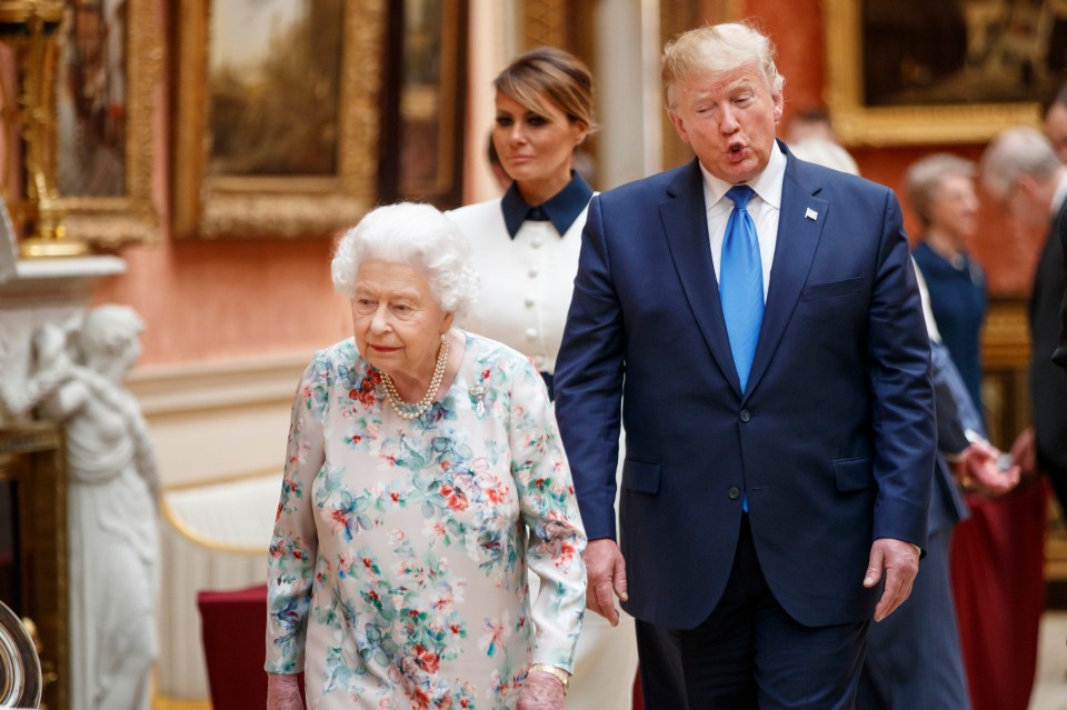 The Queen with President Trump and Melania Trump