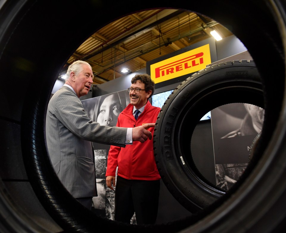 Prince Charles visits the Pirelli Tyres factory in Carlisle