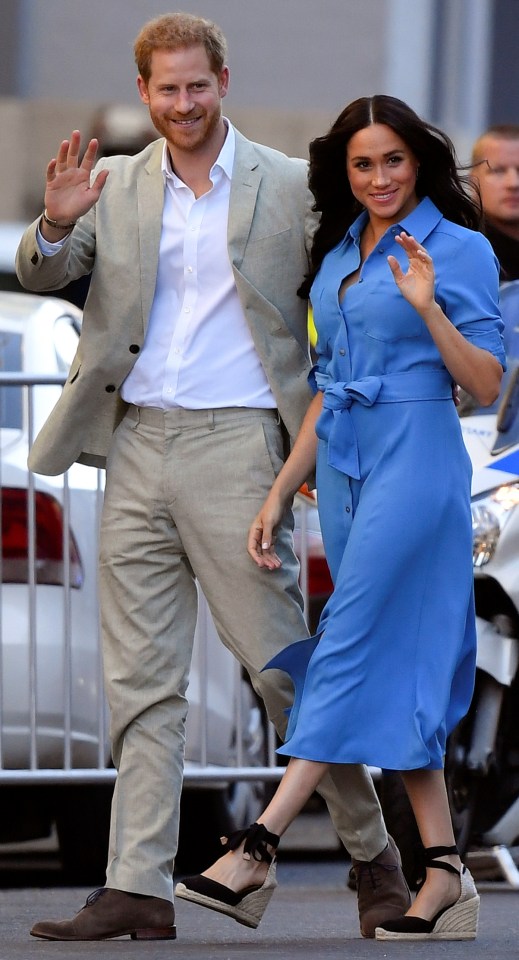 The Duchess recycled this £460 blue shirt dress for her tour of District Six Museum in Cape Town